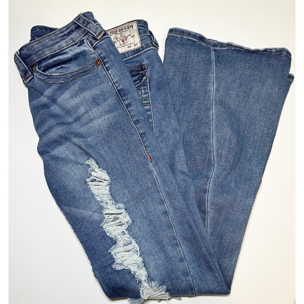 *SOLD OUT* TRUE RELIGION Joey Low Rise Flare Distressed Jeans‎ Women's 31 - Picture 15 of 16